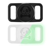 Paquet de 2 Supports de Collier pour Chien et Chat pour Apple AirTag: AIYAAIYA Étui de Protection Étanche en Silicone Anti-Perte Compatible avec Air Tag (Noir + Transparent Fluorescent)