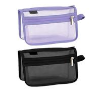 Paquet De 2 Trousses À Crayons En Maille, Trousses À Crayons Pour Étudiants, Trousses À Crayons De Grande Capacité, Trousses Transparentes Simples, Sacs De Rangement Multifonctionnels