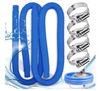 Paquet de 2 tuyaux piscine 32mm, avec 4 clips métalliques de sécurité, 149,9 cm de long. Pour piscines hors sol, spa et pompe - Blue