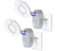 Paquet De 2 Veilleuse À Capteur Led Tg2634-024 En Argent Avec Fonction Automatique Directe 230v Avec Détecteur De Mouvement Lampe De Sécurité Lampe À Douille Applique Murale Lampe D'orientation