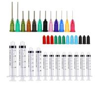 Paquet de 20 à 65 seringues avec aiguilles à pointe émoussée 14ga-25ga avec bouchons de seringue et bouchons d'aiguilles pour le remplissage et la mesure de l'huile de liquides 36Pack-5ml 10ml 20ml