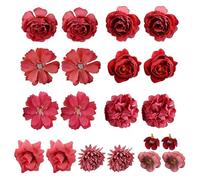Paquet De 20 Fleurs Artificielles Rouges, Matériel De Bricolage, Décoration Florale, Peuvent Être Utilisées pour Les Accessoires pour Cheveux, Chapeaux, Sacs, Décoration D'Objets
