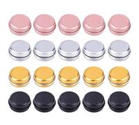 Paquet De 20 Mini Boîtes En Aluminium, Boîtes Rondes En Métal, Boîtes D'Emballage De Cosmétiques, Accessoires De Voyage, Boîtes De Rangement Pour Petits Objets