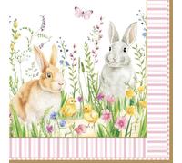 paquet de 20 serviettes HAPPY EASTER avec fleurs et lapin papier Easy Life