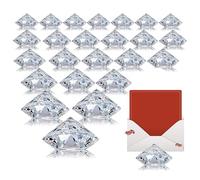Paquet de 24 cartes de table avec clips de numérotation de table en verre acrylique avec diamants pour les décorations de table pour les fêtes et les mariages (transparent)