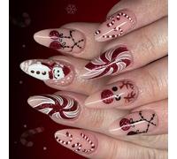 Paquet De 24 Faux Sabots Orientés Noël Avec Éventail Scintillant Motifs Cerf En Bâton Bonbons Pour Fête Vacances Unguis Art ABS Ensemble Sabots Artificiels Célébration