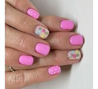 Paquet de 24 presses en plastique sur les ongles Français floral en pointillés Automne Hiver Art pour les femmes Application facile Français floral en pointillés