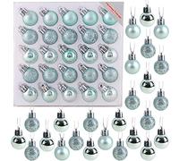 Paquet de 25 Brillant, Matt & Glitter Mini Christmas Tree Baubles (Menthe Verte)