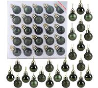 Paquet de 25 Brillant, Matt & Glitter Mini Christmas Tree Baubles (Vert Forêt)