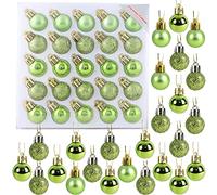 Paquet de 25 Mini Boules de Noël Brillantes, Mates et pailletées, 25 mm, 2,5 cm (Vert Citron)