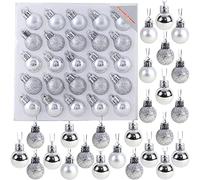 Paquet de 25 Mini Boules de Sapin de Noël Brillantes, Mates et pailletées, 25 mm, 2,5 cm (Argent)
