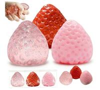 Paquet de 3 balles Anti-Stress Extensibles Ultra Douces, Jouets Fidget à Presser aux Fraises pour Enfants et Adultes