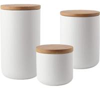 Paquet De 3 Bocaux Hermétiques Ensemble De Bocaux en Céramique pour La Conservation des Aliments avec Couvercle en Bambou à Joint Hermétique - 260 ML / 800 ML / 1000, Black, Set of 3