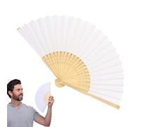 Paquet De 3 Éventails En Papier, Éventail En Bois, Décoration De Mariage, Éventail Pliant Blanc, Éventail Cadeau D'invité D'été, Décoration De Fête D'anniversaire En Papier De Bambou Pliable Blanc