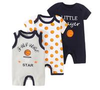 Paquet de 3 Nouveau-Né Bébé Combinaisons de Nuit 100 Coton Une Pièce GrenouillèRes Été Enfant Pyjama Garçons Filles Dessin Animé Manches Courtes Barboteuses 9-12 Mois