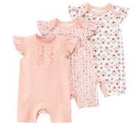Paquet de 3 Nouveau-Né Bébé Combinaisons de Nuit 100 Coton Une Pièce GrenouillèRes Été Enfant Pyjama Garçons Filles Dessin Animé Manches Courtes Barboteuses 3-6 Mois