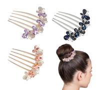 Paquet de 3 peignes à cheveux de mariage, peignes à cheveux en strass, peignes à chignon vintage, peignes latéraux pour cheveux de mariage, accessoires de cheveux de mariage pour Cheveux Fleur Feuille