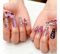 Paquet de 30 ongles artificiels ondulés texturés, thèmes de ballet inspirés pour les déclarations de mode, ongles nacrés