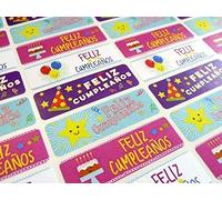 Paquet de 32 Feliz Cumpleanos Espagnol anniversaire ACCUEIL STICKERS, coloré autocollantes étiquettes pour cartes,enveloppes,ARTISANAT,décoration
