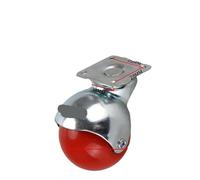 (Paquet de 4) 2 pouces plat canapé roue boule nylon pivotant roulette meubles table basse TPR silencieux(Red)