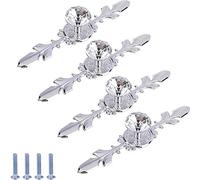 Paquet De 4 Boutons De Tiroir en Cristal avec Plaque en Argent pour Armoire à Tiroir Poignée/Armoire Armoire à Tiroir Poignée pour Poignée De Meuble Boutons avec Vis