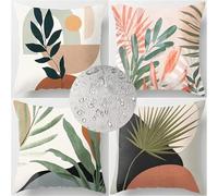 Paquet De 4 Coussins D’extérieur Housses De Coussin D’Abstraction Imperméables 60x60cm Coussins De Jardin D’été Plantes Double Face Housse De Cous, Waterproof Linen, 90x90cm