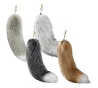 Paquet de 4 fausses queues de renard, porte-clés en queue fourrure moelleuse 16 pouces et clip sur la queue pour cosplay, Halloween, décor charme sac et sac à dos, queues renard