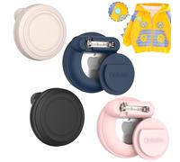 Paquet de 4 Housses de Protection en Silicone pour Enfants Airtag caché, Housse de Protection Apple Airtag avec épingle, GPS Anti-Perte (Noir + Blanc cassé + Bleu foncé + Rose)