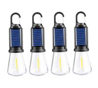 Paquet de 4 lampes de camping solaires lanternes extérieures portables à double charge avec crochet suspension pour ampoules solaires d'urgence jardin tente, ampoules