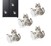 Paquet de 4 Pot À Moustaches De Chat, Porte-Moustaches De Chat Magnétique, Aimanté pour Réfrigérateur, Vase Souvenir À Moustaches Aimanté pour Frigo Notes Cuisine Bureau École Armoire De Classe
