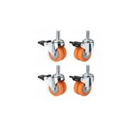 Paquet de 4 roulettes doubles robustes de 1.5 pouces avec tige filetée M12x25mm-remplacement silencieux et sans marquage(Brake M12x25mm)