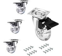 Paquet De 4 roulettes Pivotantes Transparentes pour Meubles, Roues Transparentes De 1,5 ", Roulette Roulante avec Plaque Supérieure à 360 Degrés pour Armoire, Brakes*4, 3in(75mm)