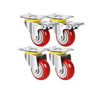 Paquet de 4 roulettes robustes à Double roulement en PU 3/4/5 ", roulettes robustes 75/100/125mm, roulettes fixes/pivotantes/avec frein(3"(2 swivel brake+2 swivel))