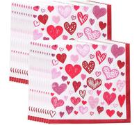 Paquet De 40 Serviettes En Papier Pour Saint-valentin, Serviettes À Motif De Cœur, Vaisselle, Déjeuner, Cocktail, Fournitures De Fête Pour Mariage, Fiançailles, Décorations De Nuits Spéciales