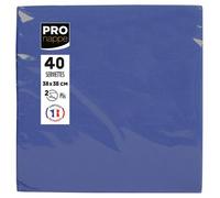 Paquet de 40 serviettes micro-gaufrées ouate 2 plis - 38x38 cm - Bleu marine