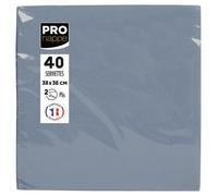 Paquet de 40 serviettes micro-gaufrées ouate 2 plis - 38x38 cm - Gris