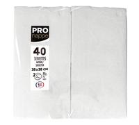 Paquet de 40 serviettes micro gaufrées ouate 2 plis - pliées 1/8 - Blanc