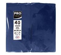 Paquet de 40 serviettes micro gaufrées ouate 2 plis - pliées 1/8 - Bleu marine