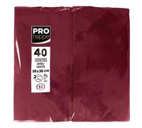 Paquet de 40 serviettes micro gaufrées ouate 2 plis - pliées 1/8 - Bordeaux