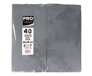 Paquet de 40 serviettes micro gaufrées ouate 2 plis - pliées 1/8 - Gris