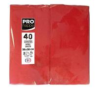 Paquet de 40 serviettes micro gaufrées ouate 2 plis - pliées 1/8 - Rouge