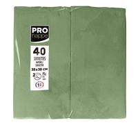 Paquet de 40 serviettes micro gaufrées ouate 2 plis - pliées 1/8 - Vert olive