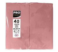 Paquet de 40 serviettes micro gaufrées ouate 2 plis - pliées 1/8 - Vieux rose