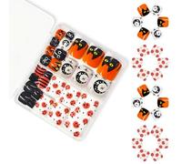 Paquet De 48 Ongles En Plastique Autocollants Avec Des Chats La Lune Citrouille Conception Faux Ongles Pour La Mode D'hiver Automne Et Application Facile Halloween Cats Autocollants