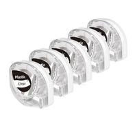 Paquet de 5 attro 12mm Compatible pour Phomemo P12 Label Tape & Dymo Letratag LT-100H LT-110T Poly Label Sticker 12mm x 4m Plastic Tape - Type 5 Plastic Clear