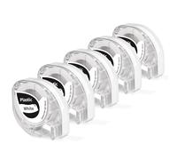 Paquet de 5 attro 12mm Compatible pour Phomemo P12 Label Tape & Dymo Letratag LT-100H LT-110T Poly Label Sticker 12mm x 4m Plastic Tape - Type 5 Plastic White