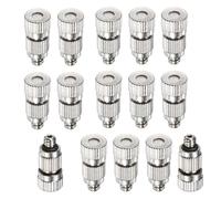 Paquet de 50 buses de brumisation en laiton, tête de buse de brumisation à haute pression, connecteurs coulissants pour kit de tubes d'irrigation goutte à goutte de 3/8 2 sections Orifice Dia 0.4mm