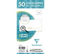 Paquet De 50 Enveloppes - Blanches - Dl 110x220mm - Auto-Adhésive - Avec Cases