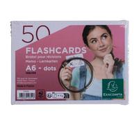 Paquet de 50 Flashcards sous film + anneau - bristol dots perforé - Format A6 - Blanc