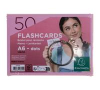Paquet de 50 Flashcards sous film + anneau - bristol dots perforé - Format A6 - Rose